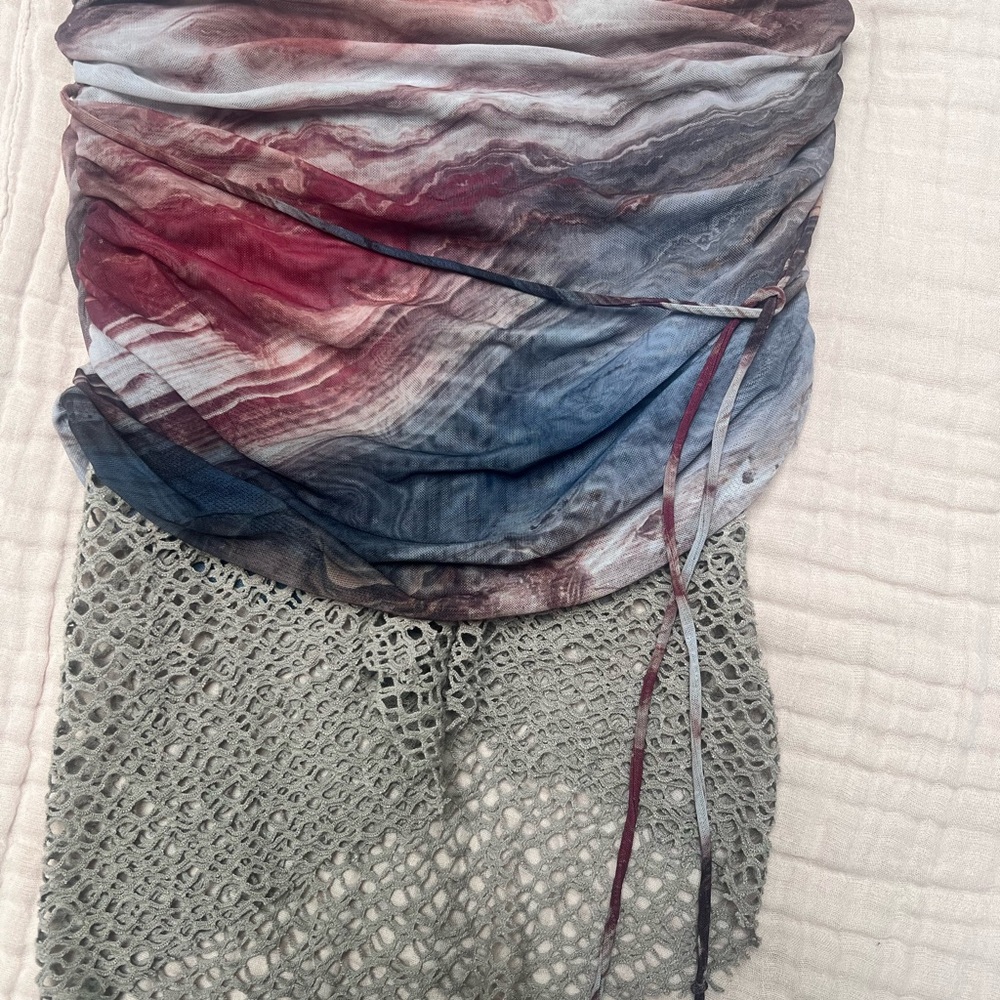 Multicolor Tie-Dye Top with Crochet Hem